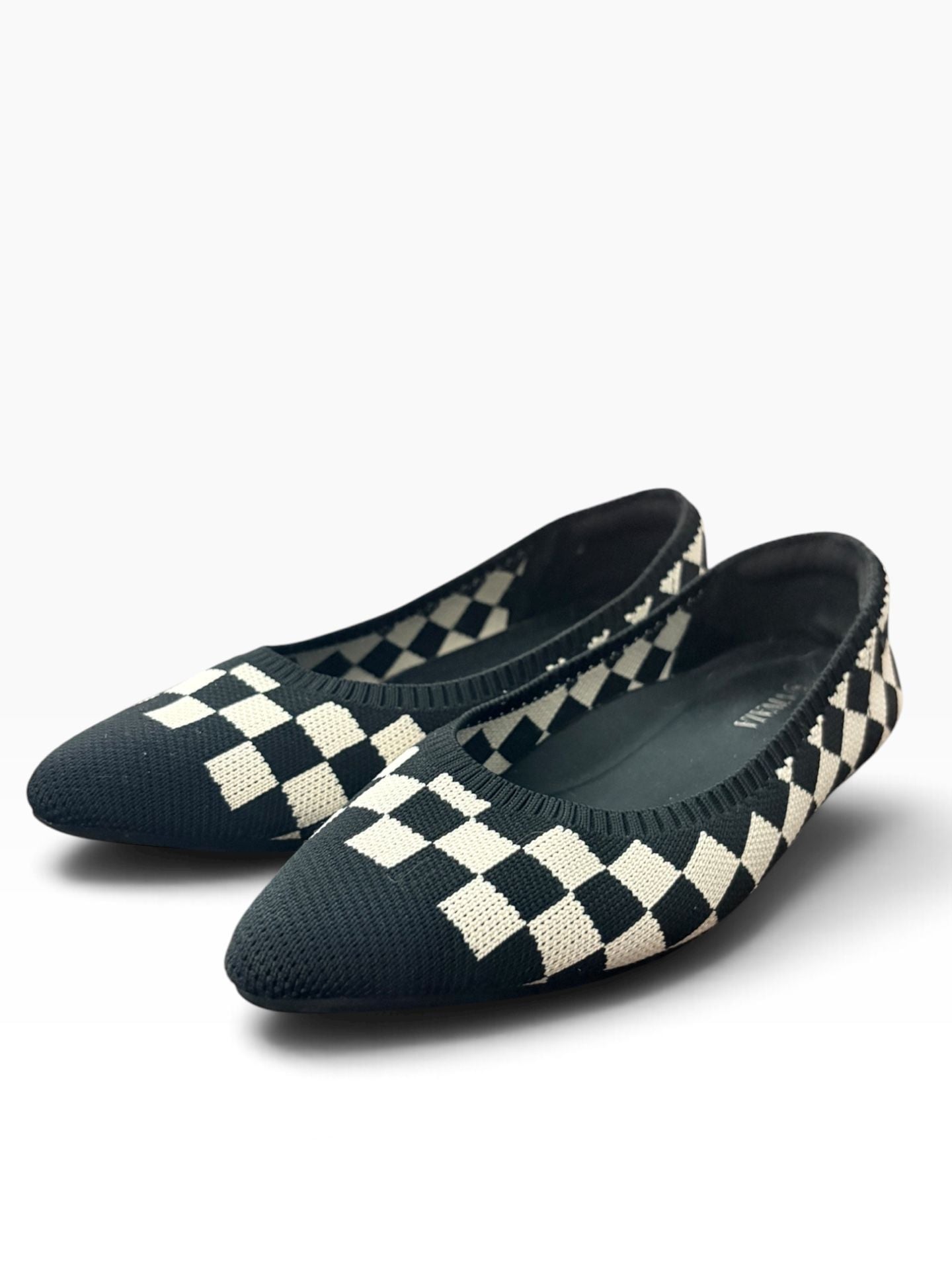 Vivaia Aria 5° Black and White Checkered Pointed-Toe Ballet Flats 4