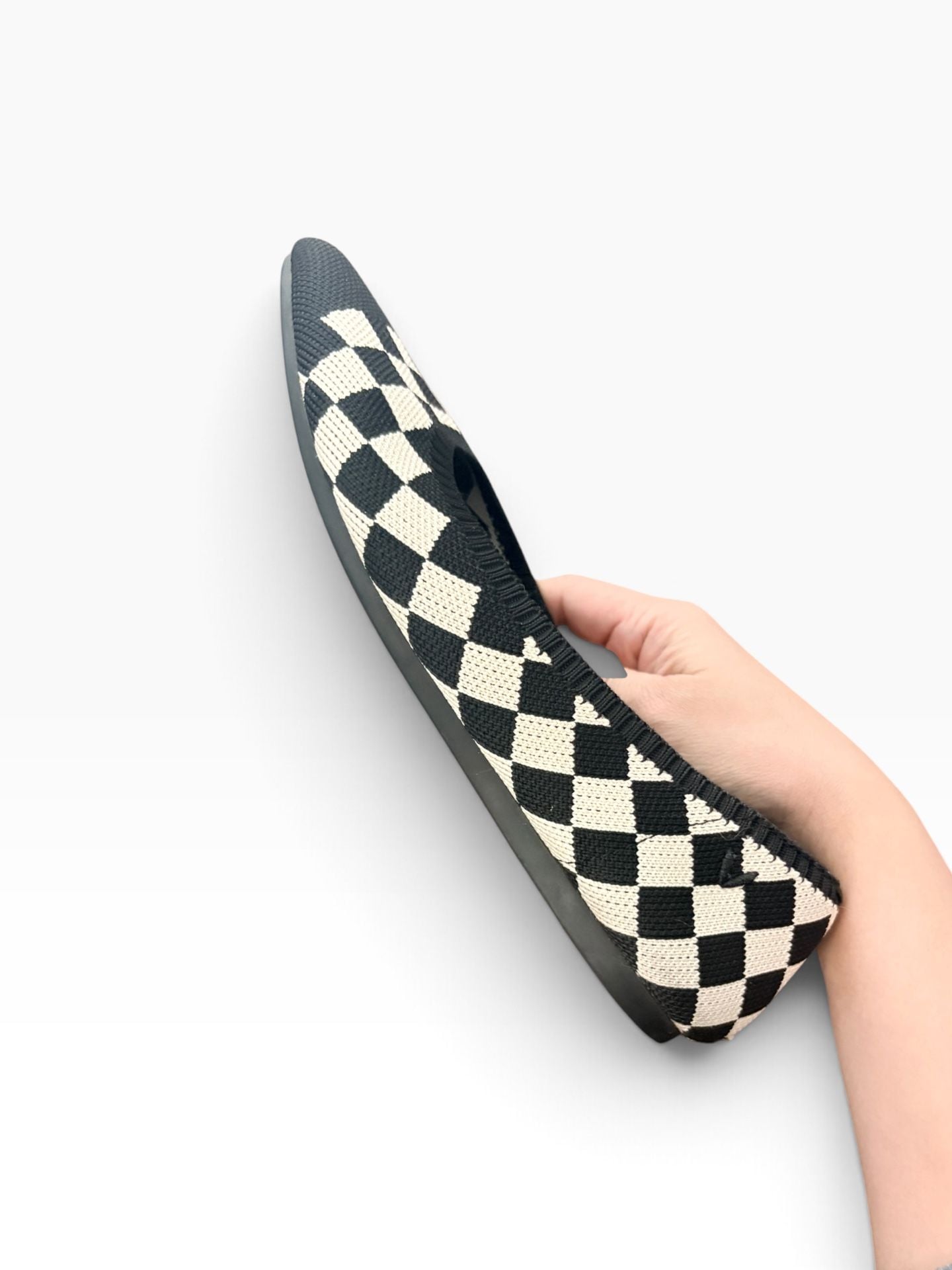 Vivaia Aria 5° Black and White Checkered Pointed-Toe Ballet Flats 5