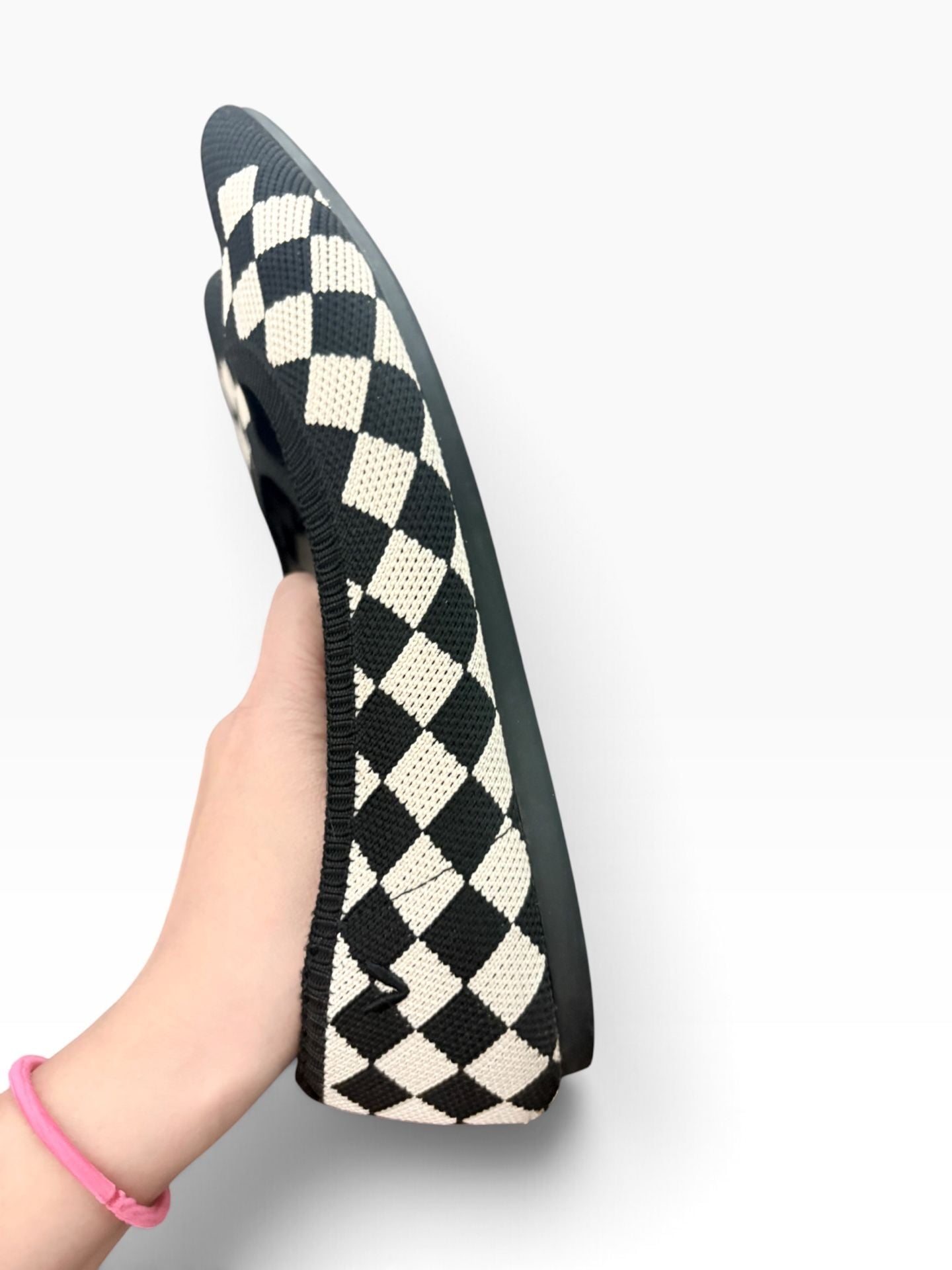 Vivaia Aria 5° Black and White Checkered Pointed-Toe Ballet Flats 6