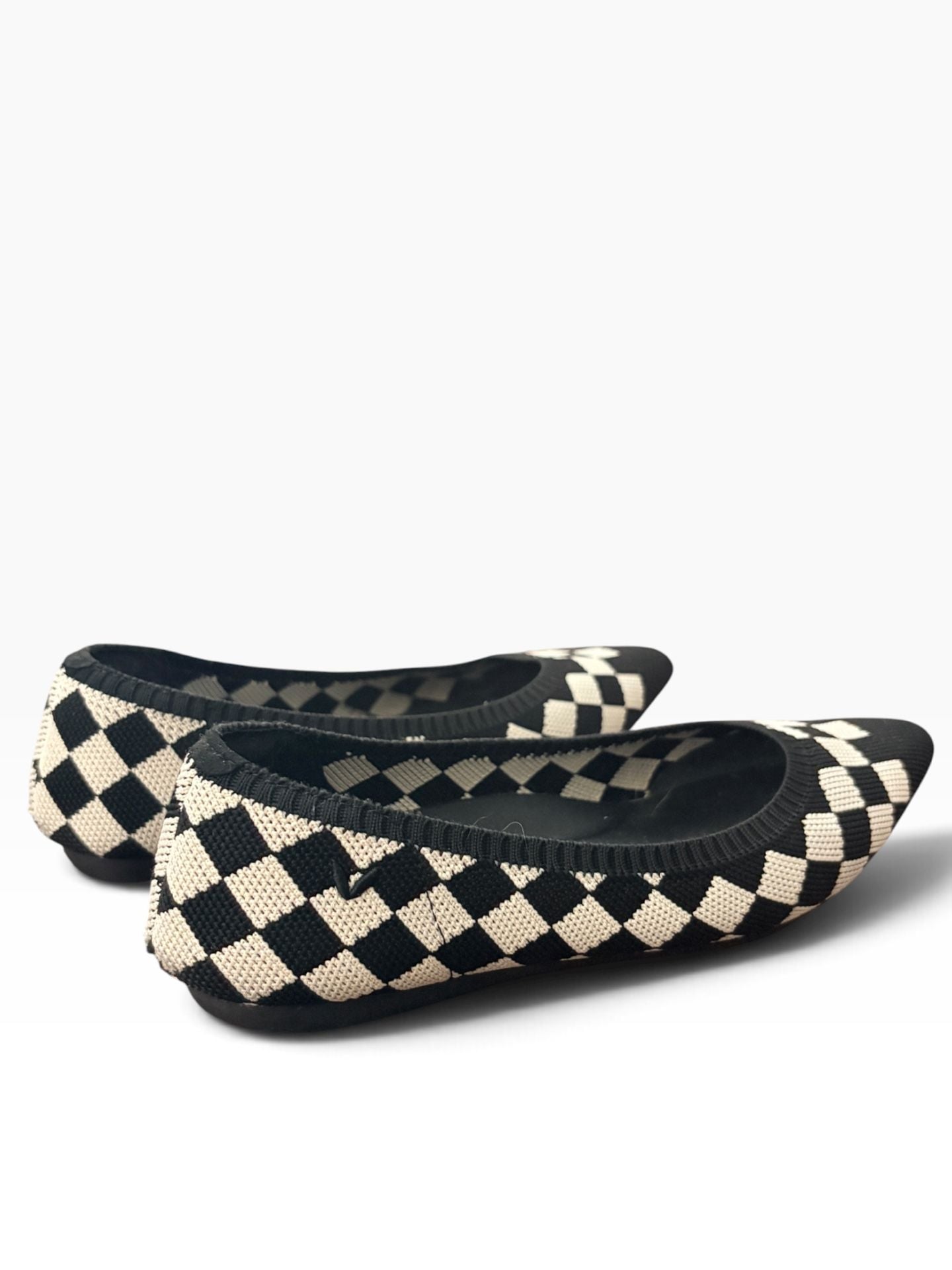 Vivaia Aria 5° Black and White Checkered Pointed-Toe Ballet Flats 9