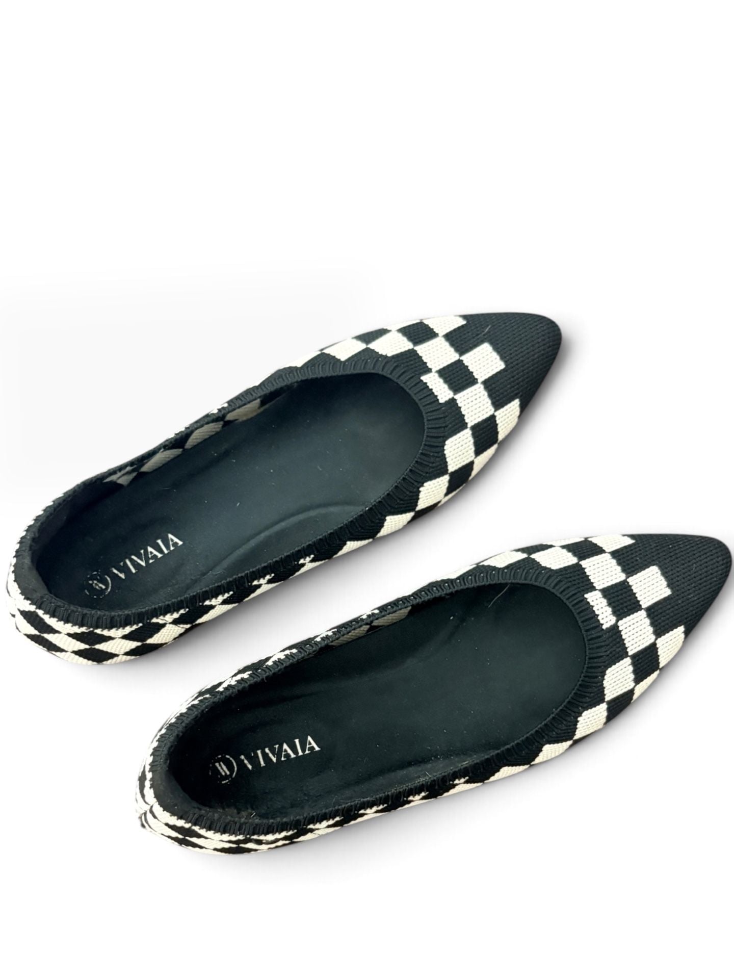 Vivaia Aria 5° Black and White Checkered Pointed-Toe Ballet Flats 12