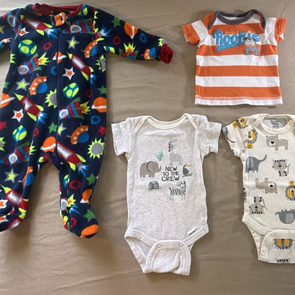 Baby Boy Mixed Lot 0-3M Newborn Clothes Pajamas
