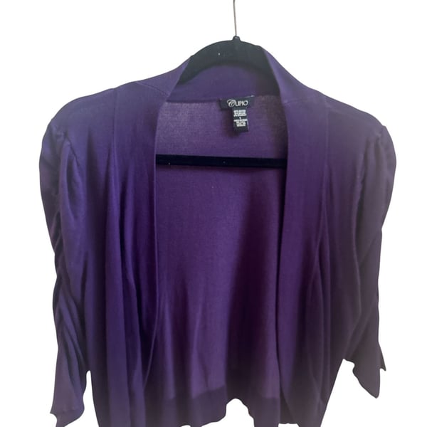 Cupio Open Front Cardigan Size L Purple Rayon Blend Cropped Sweater Top
