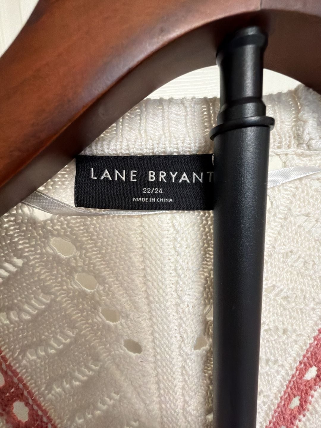 Lane Bryant 22/24 White Striped Open Weave Knit Cardigan Sweater/153 3