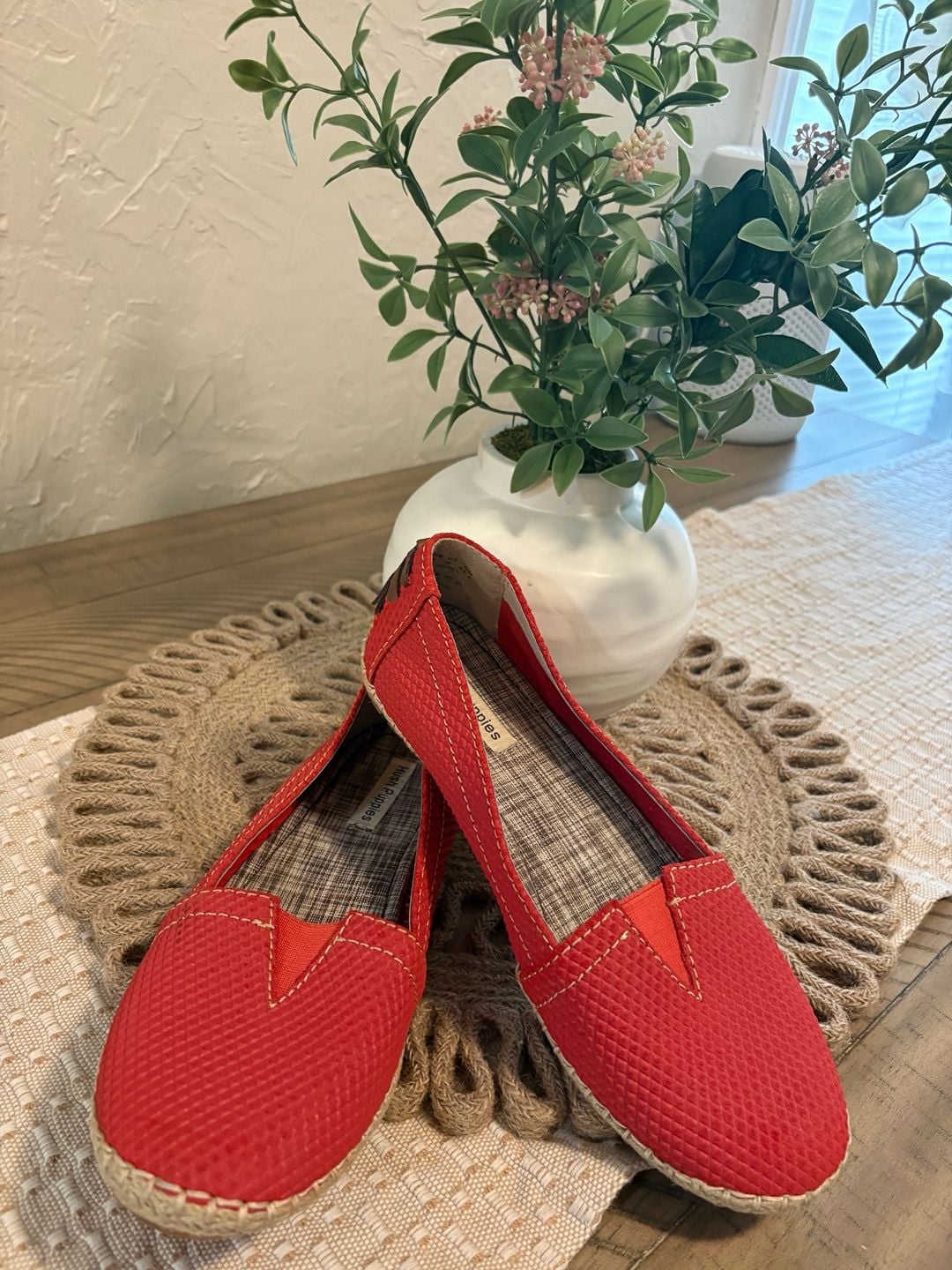 Hush Puppies Red Woven Espadrille Slip-On Loafers 2