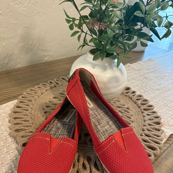 Hush Puppies Red Woven Espadrille Slip-On Loafers