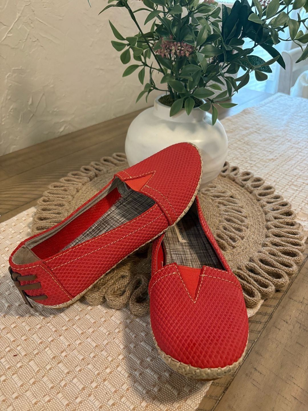 Hush Puppies Red Woven Espadrille Slip-On Loafers 3