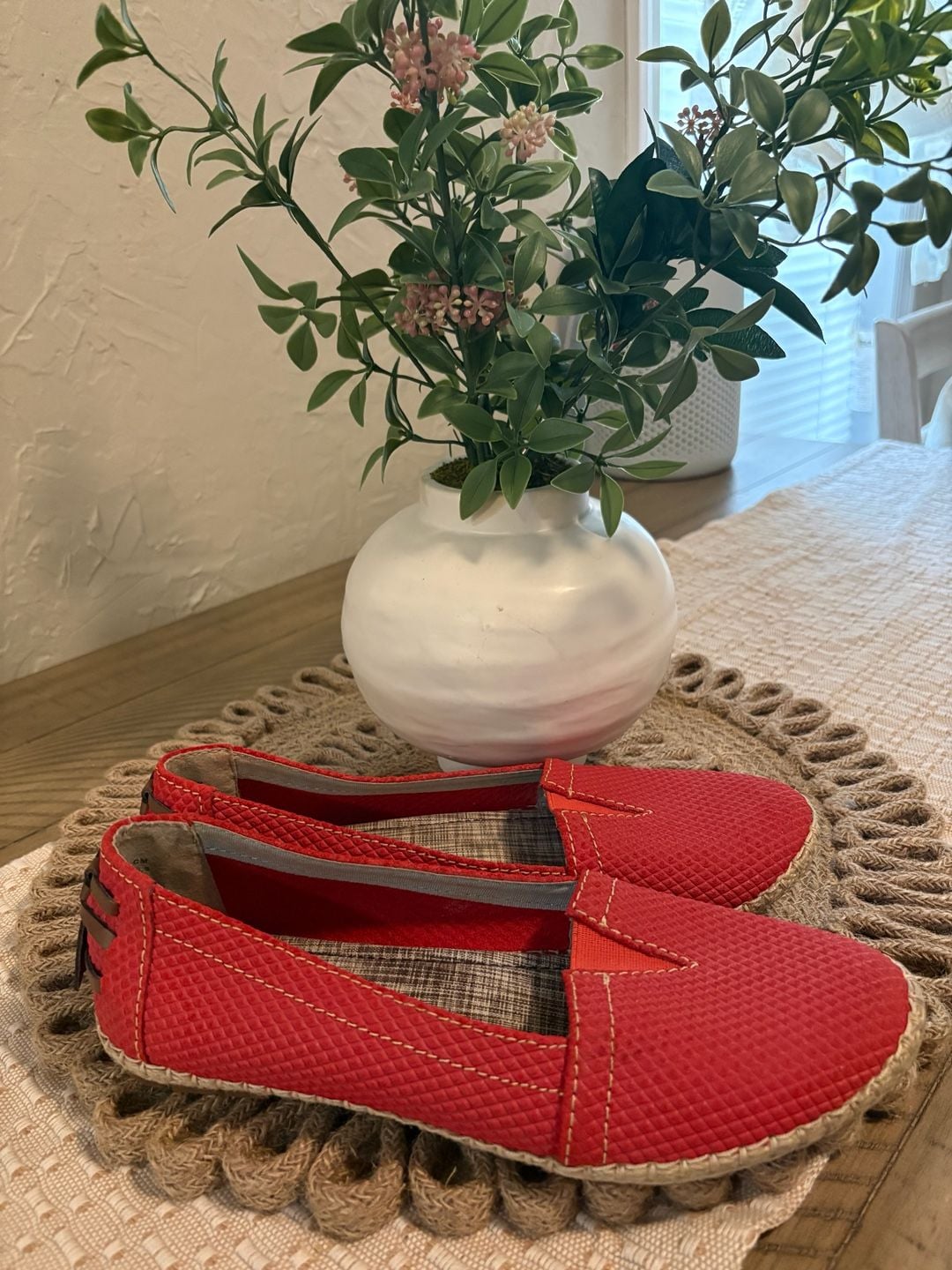 Hush Puppies Red Woven Espadrille Slip-On Loafers 4