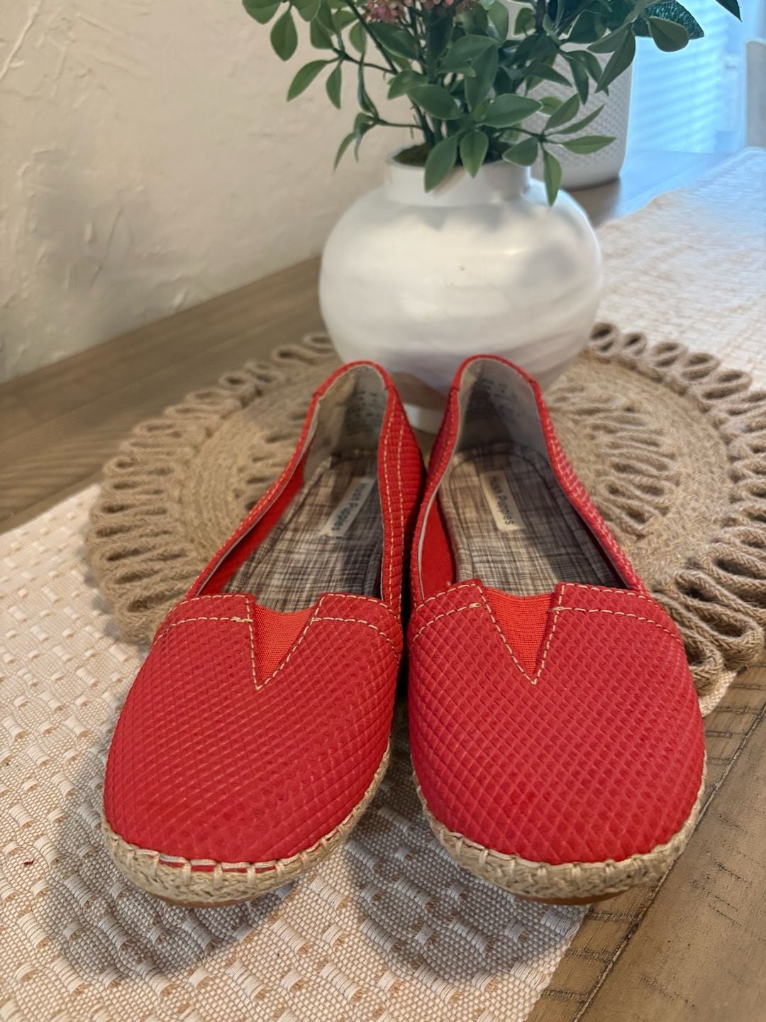 Hush Puppies Red Woven Espadrille Slip-On Loafers 5