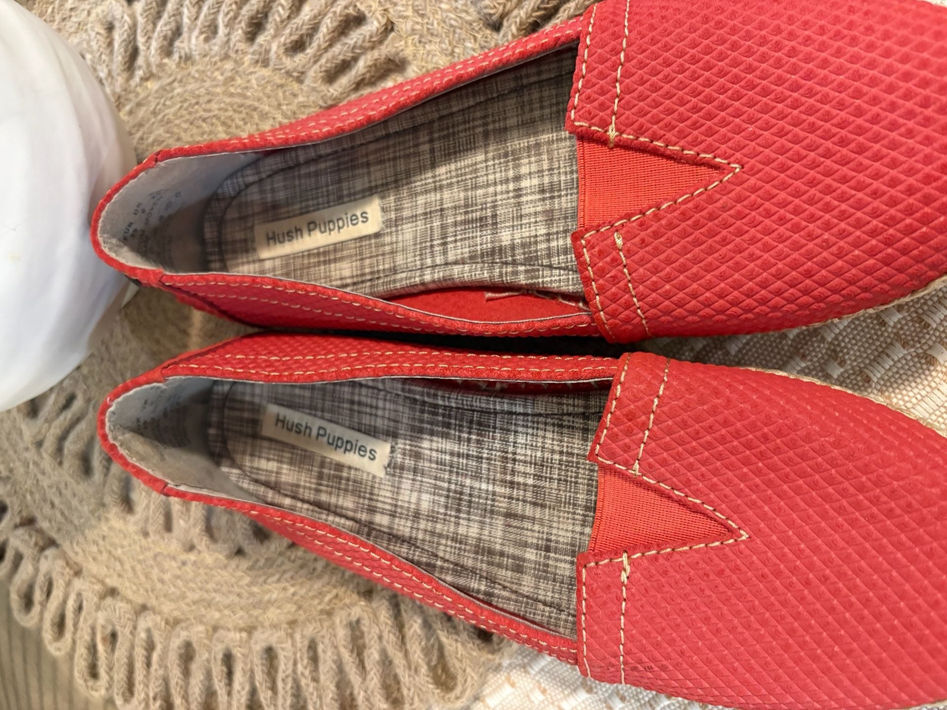 Hush Puppies Red Woven Espadrille Slip-On Loafers 8