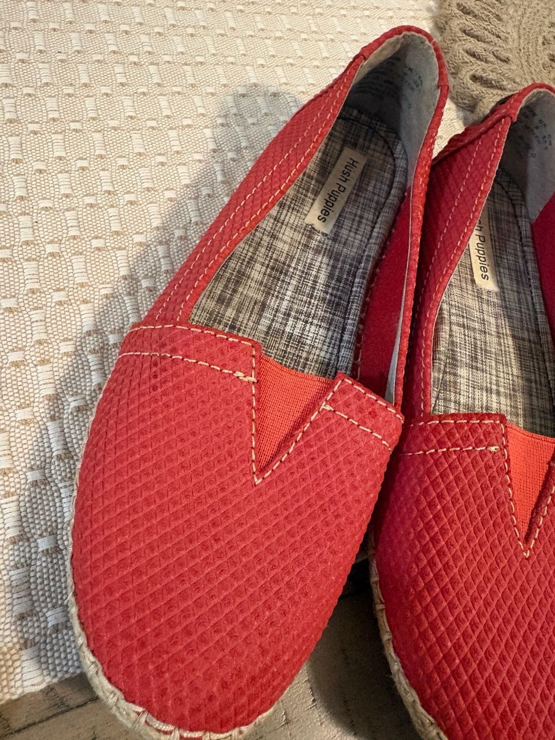 Hush Puppies Red Woven Espadrille Slip-On Loafers 9