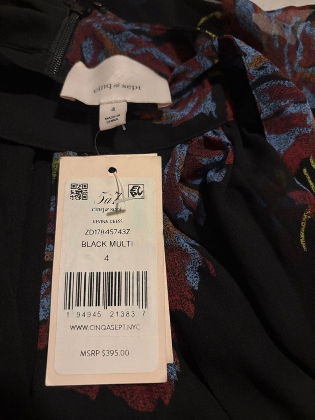 Cinq a Sept Revina Dress Size 4 Black Multi Floral Long Sleeve Mini Dress 7