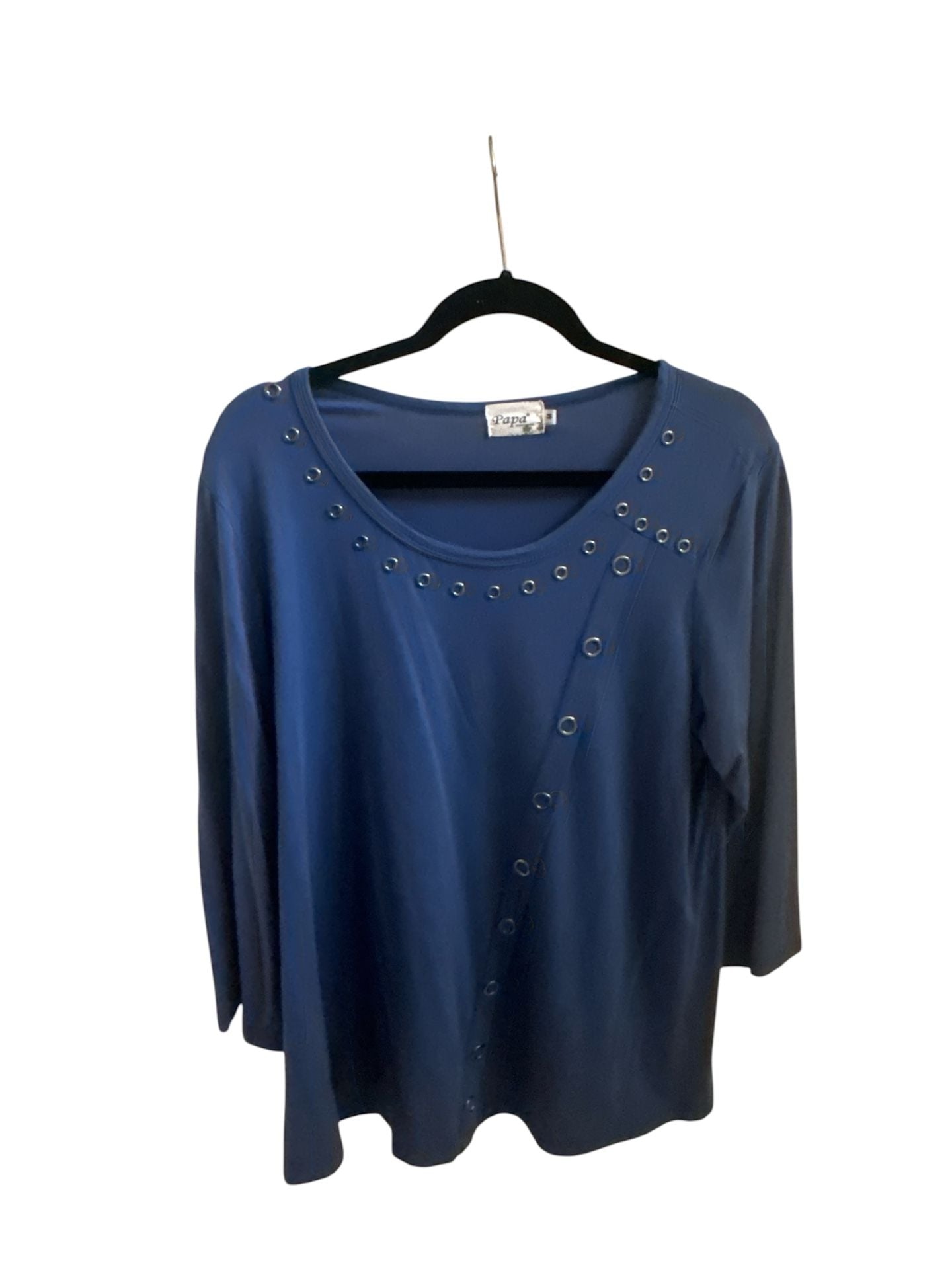 Papa Vancouver Bamboo Blue Cold-Shoulder Tunic Top wGrommets M 2