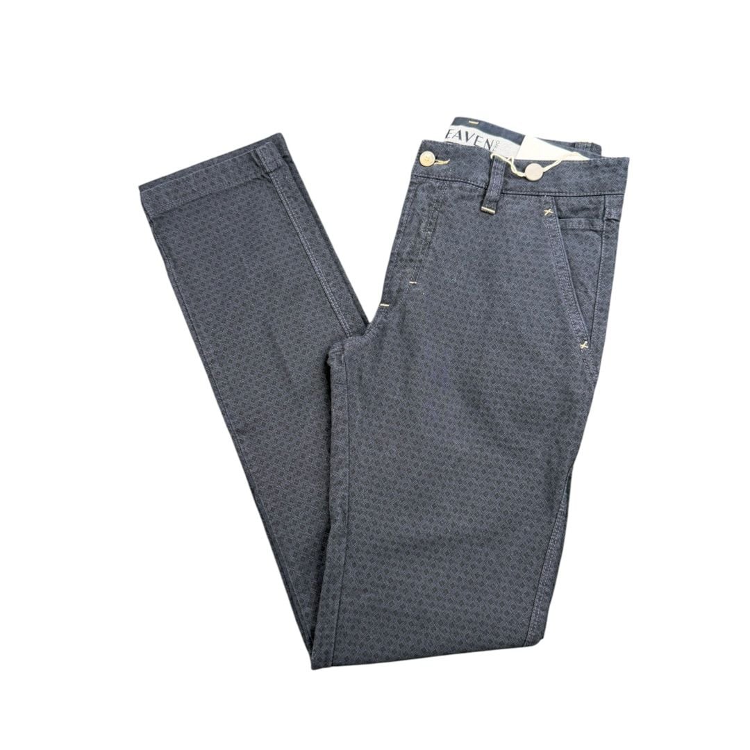 Heaven Two Gemini Pants Size 32 Navy Diamond Pattern Slim Fit Chinos 4