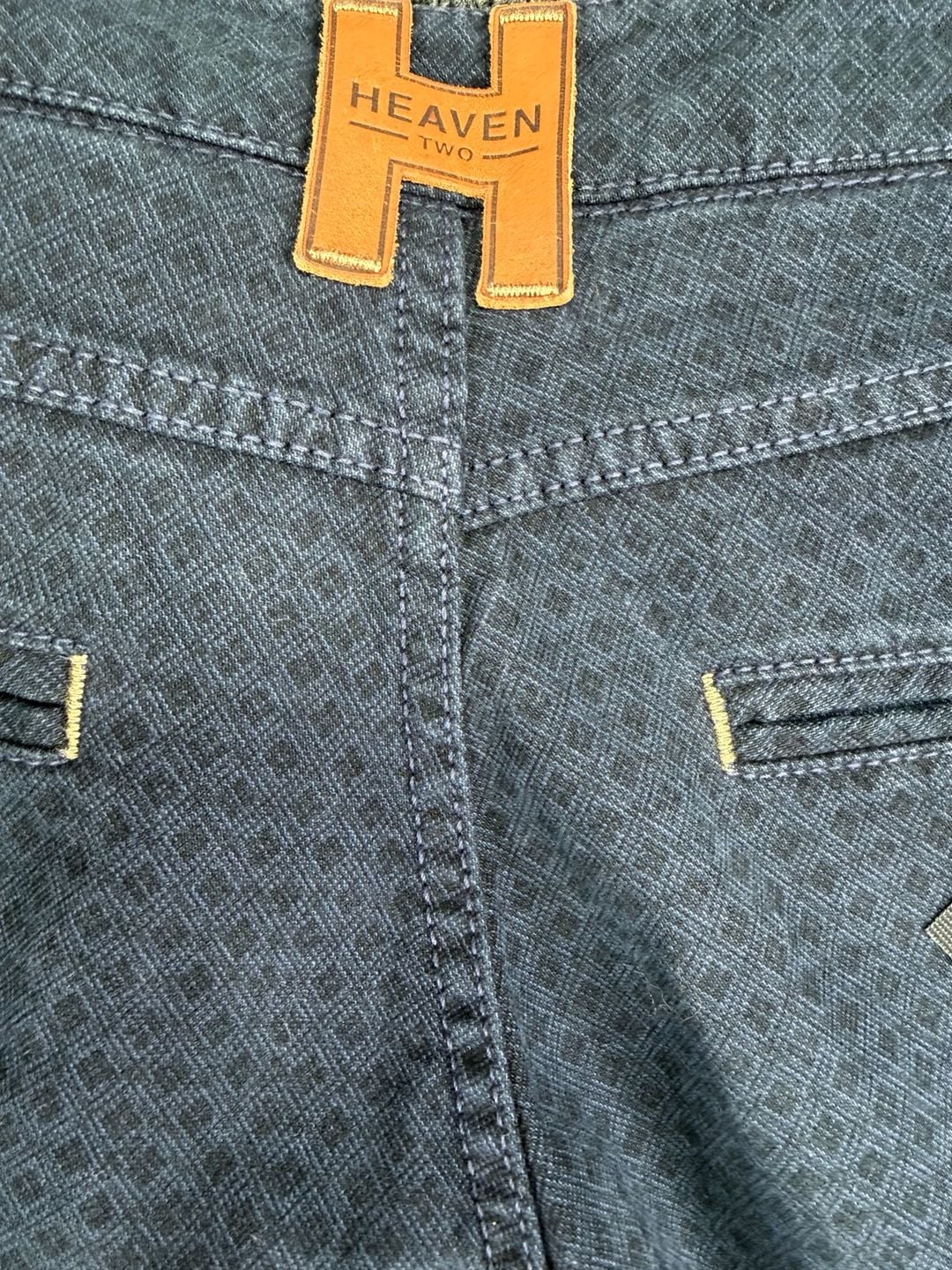 Heaven Two Gemini Pants Size 32 Navy Diamond Pattern Slim Fit Chinos 6