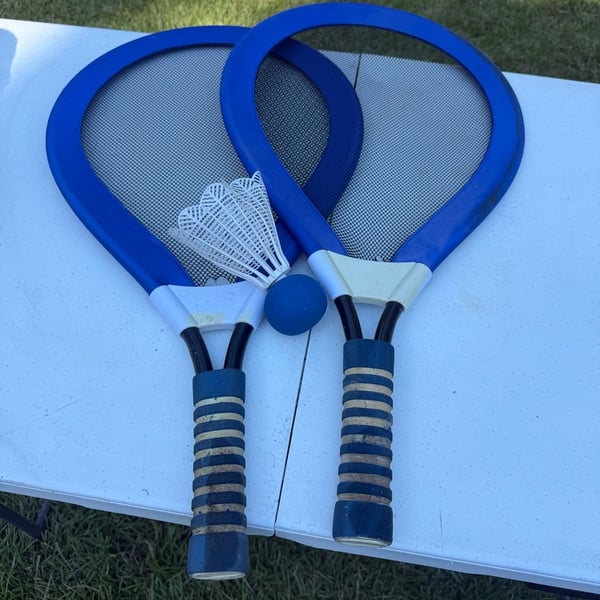 Kids Jumbo Racket Set Blue Badminton Tennis Outdoor