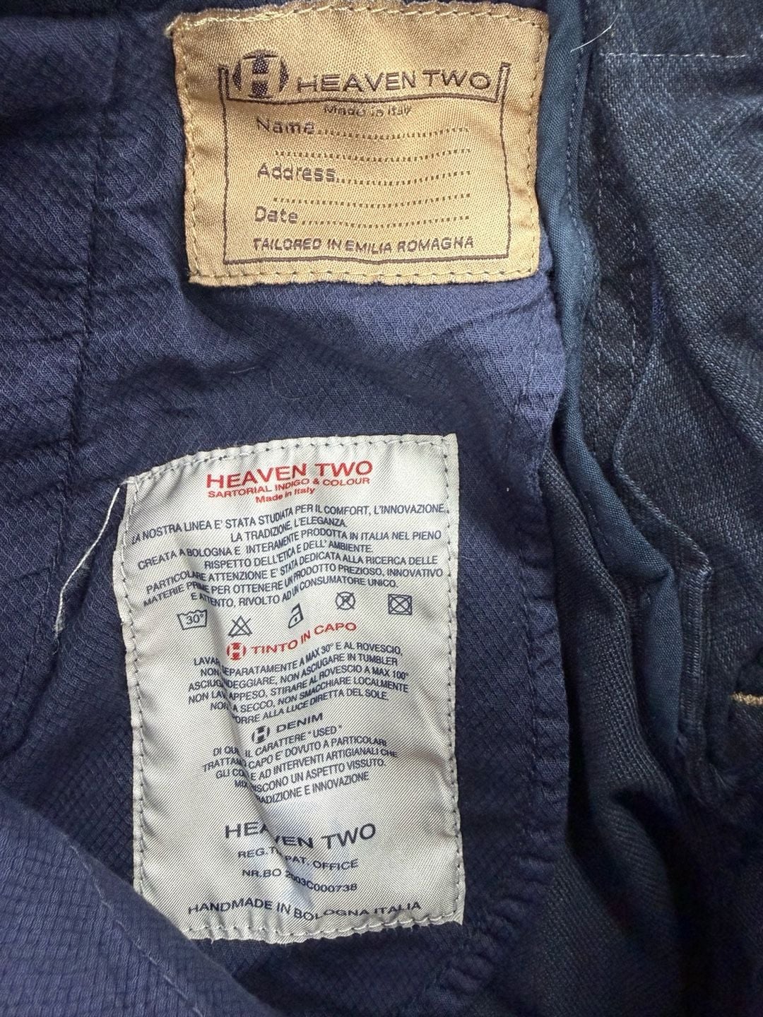 Heaven Two Gemini Pants Size 32 Navy Diamond Pattern Slim Fit Chinos 8