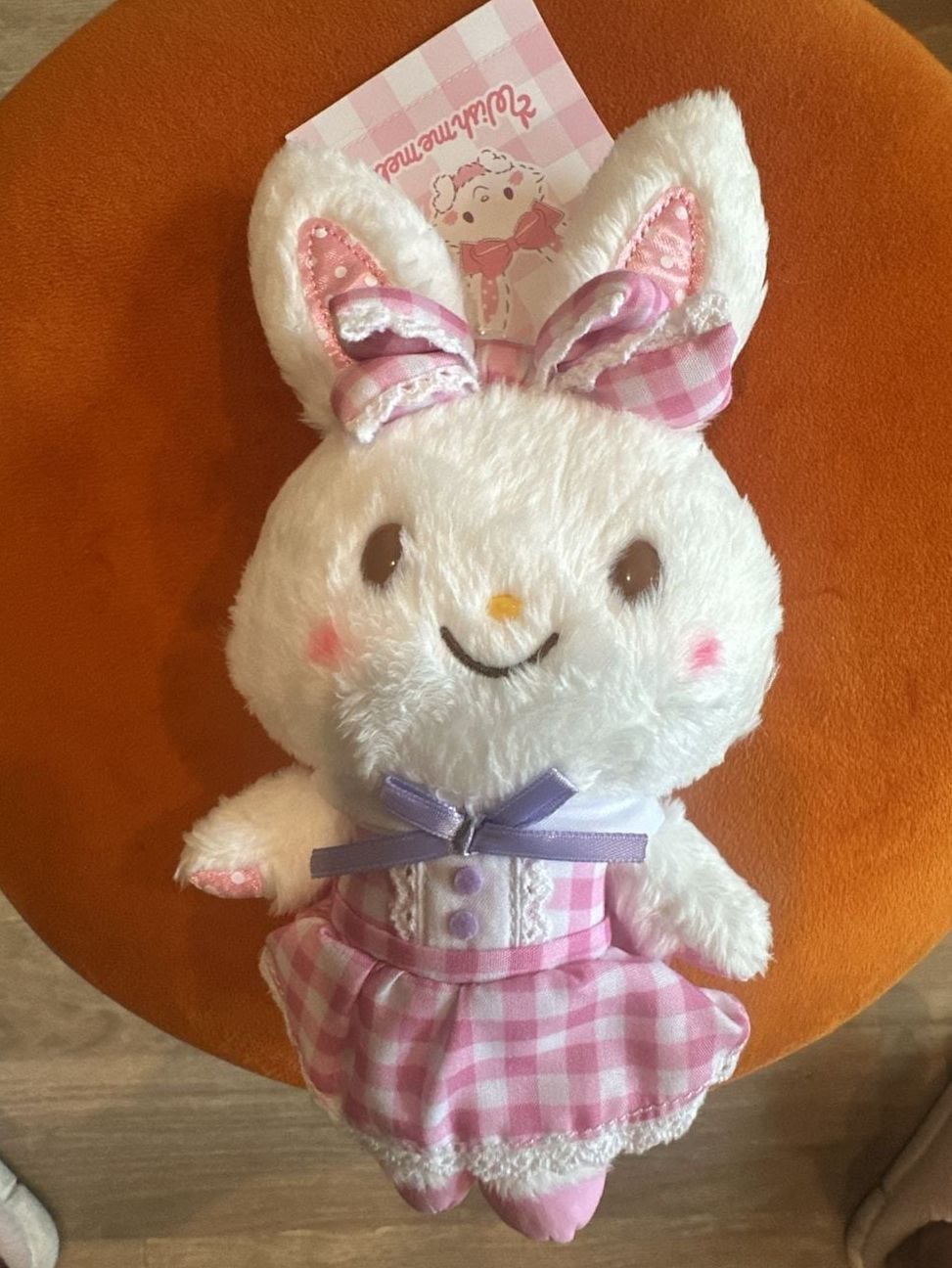 Sanrio Wish Me Mell Plush Doll White Rabbit Pink Gingham Dress 5