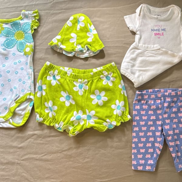 Gerber & Carter's Baby Girl 4-Piece Clothing Set Size NB