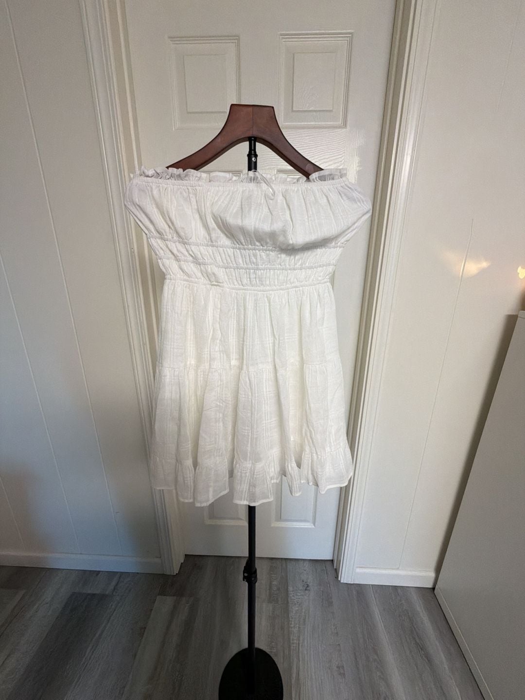 Thirty Thirty White Off The Shoulder Mini Dress Size L/154 2