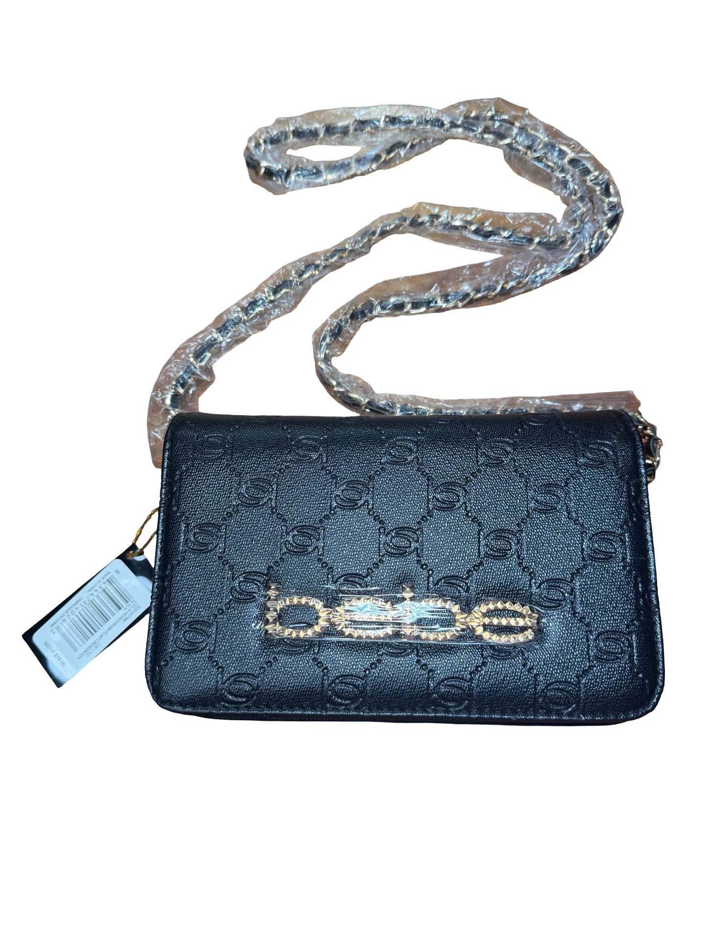 Bebe Celia Monogram Flap Crossbody Bag Black 1