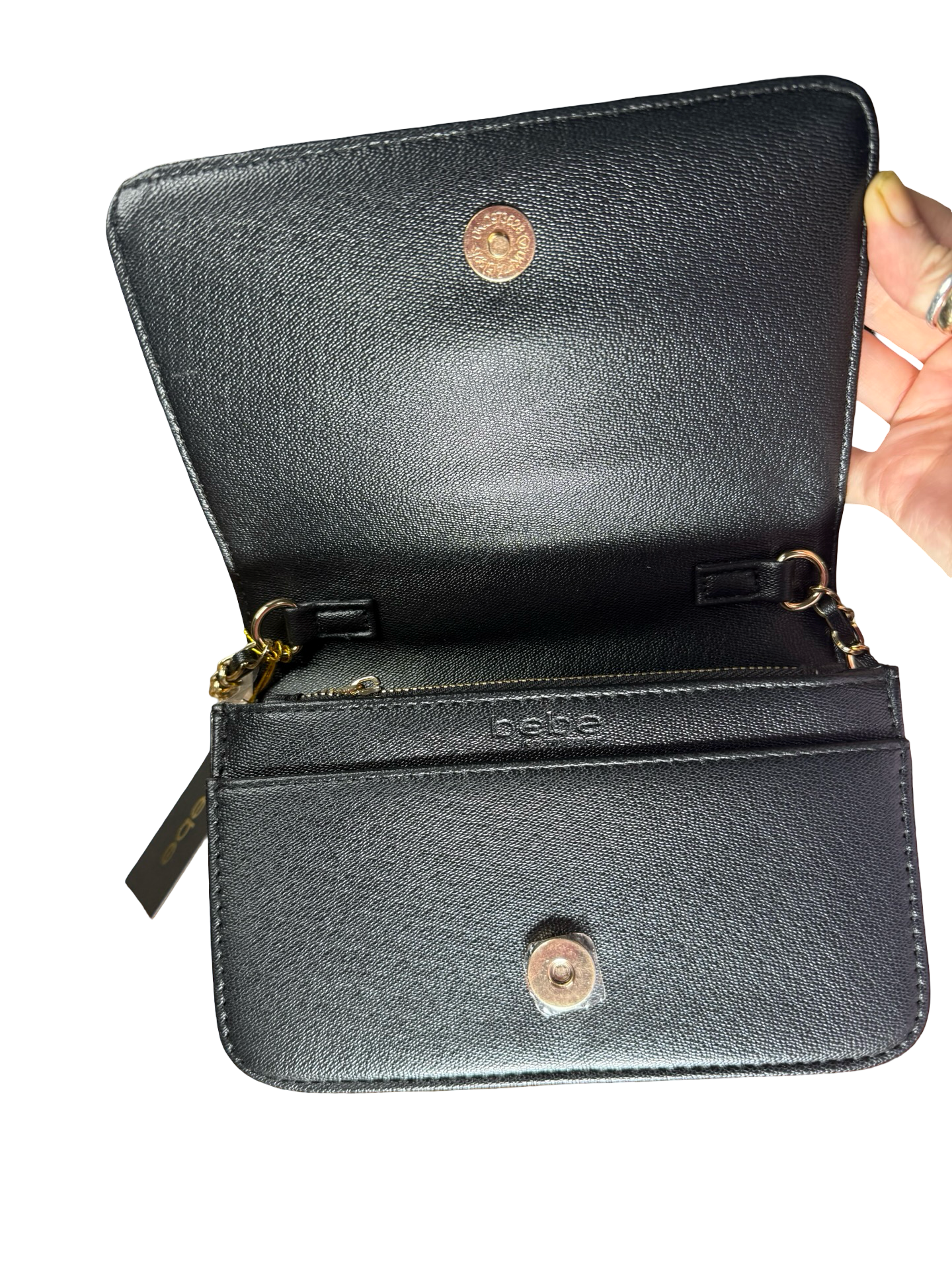 Bebe Celia Monogram Flap Crossbody Bag Black 3