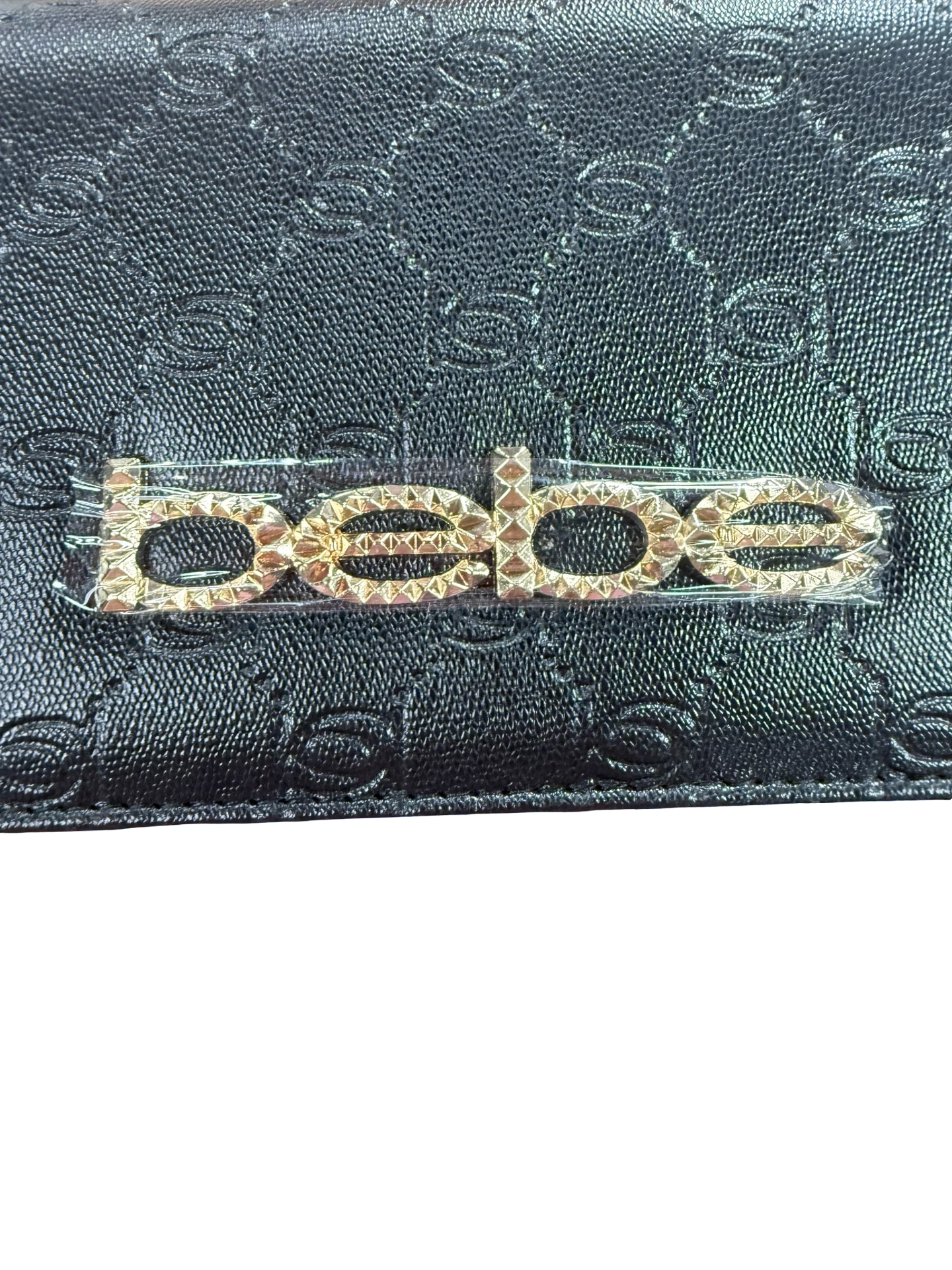 Bebe Celia Monogram Flap Crossbody Bag Black 13