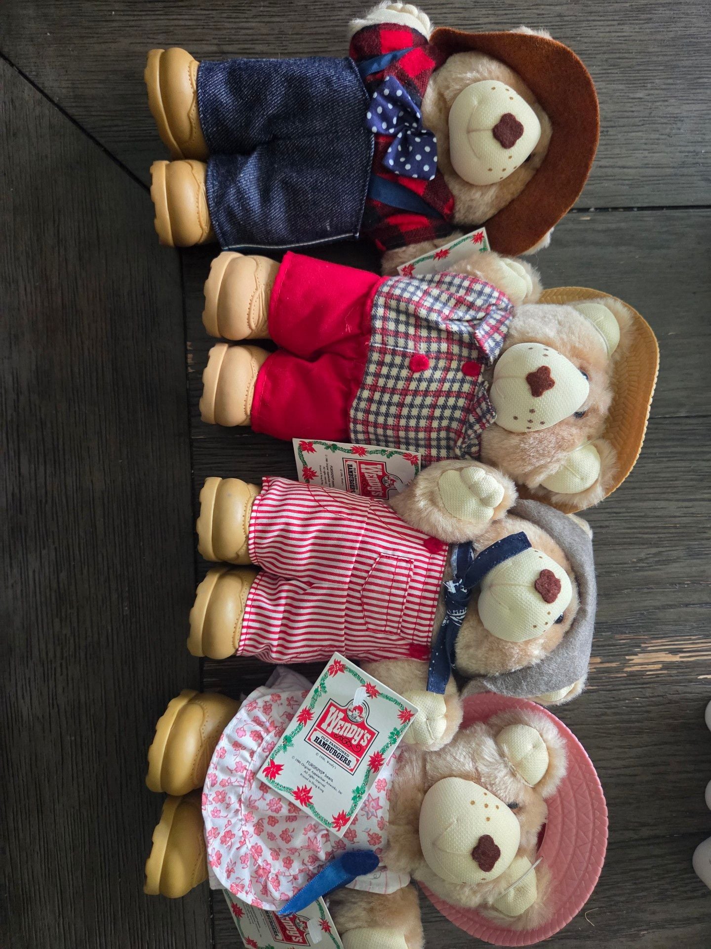 Wendy's Furskins Bears Set of 4 Vintage 1986 Holiday Plush Toys 1