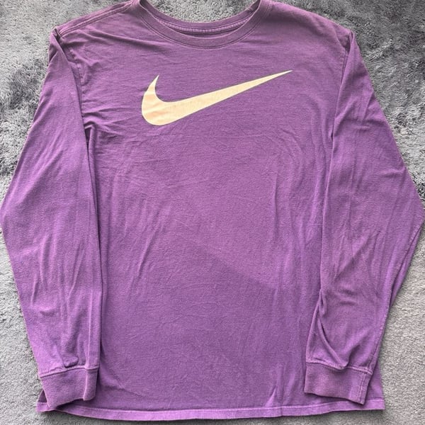 Nike The Nike Tee Long Sleeve Minimalist Shirt Size XL Purple White Swoosh