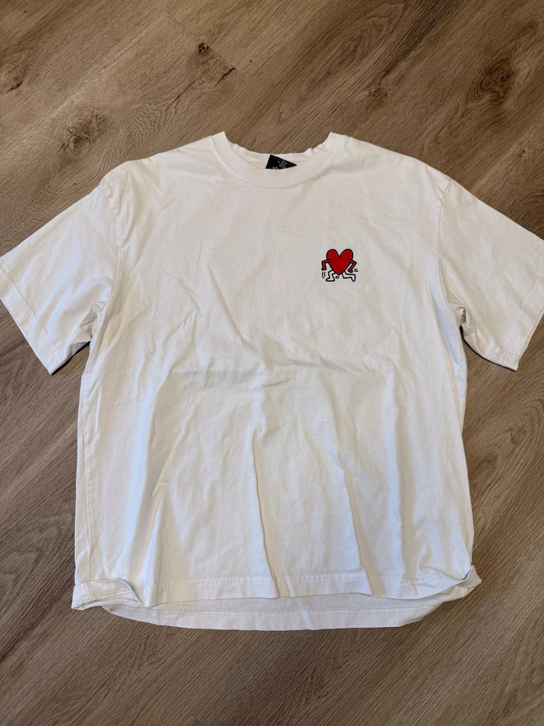 H&M Keith Haring Loose Fit T-Shirt Size M White Graphic Tee 2