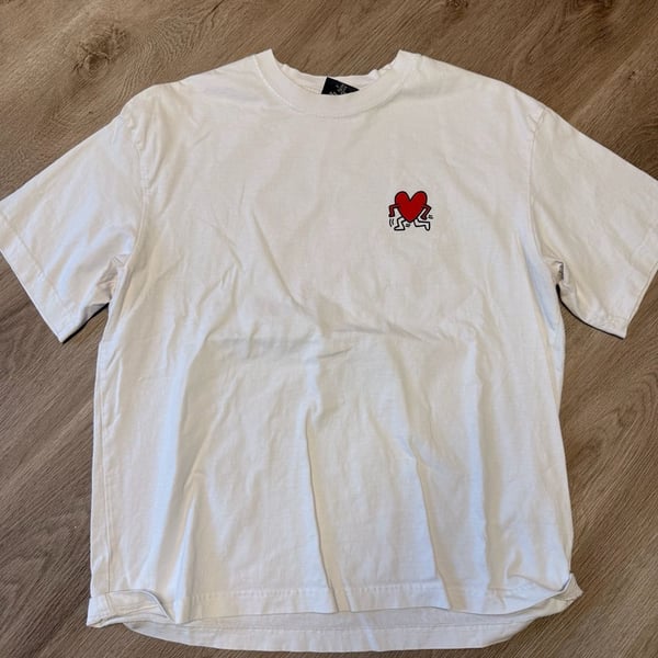 H&M Keith Haring Loose Fit T-Shirt Size M White Graphic Tee