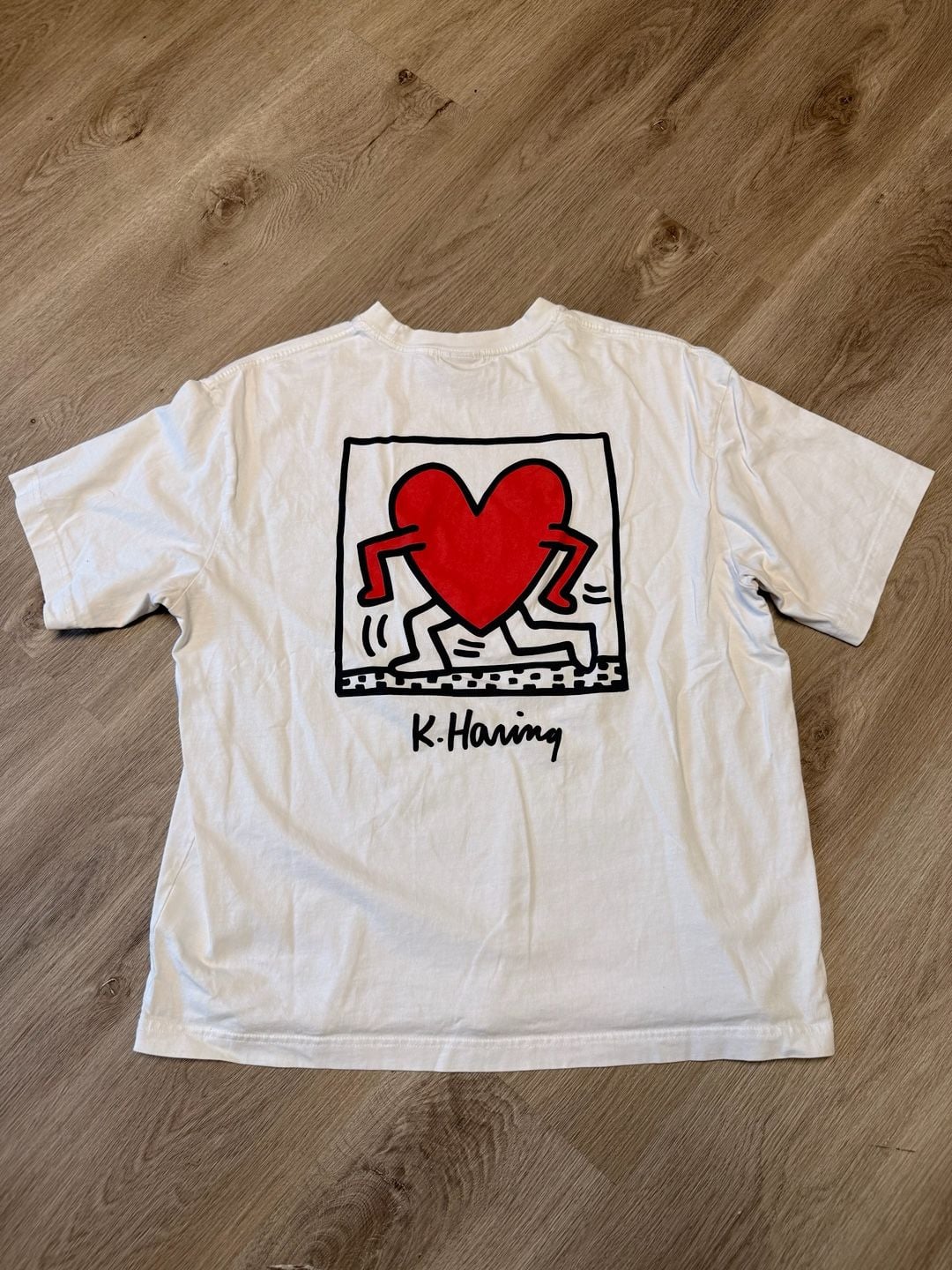H&M Keith Haring Loose Fit T-Shirt Size M White Graphic Tee 4