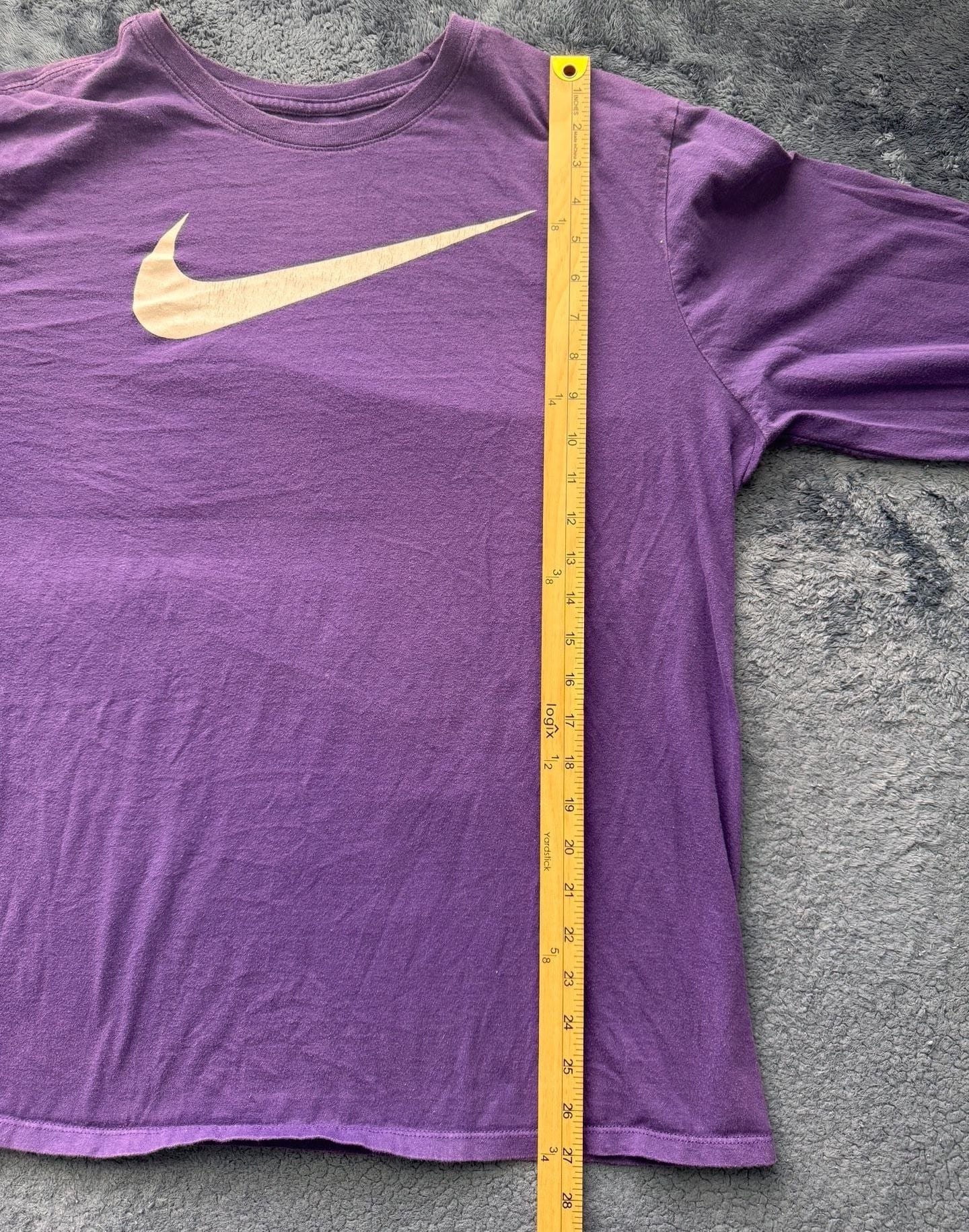 Nike The Nike Tee Long Sleeve Minimalist Shirt Size XL Purple White Swoosh 9