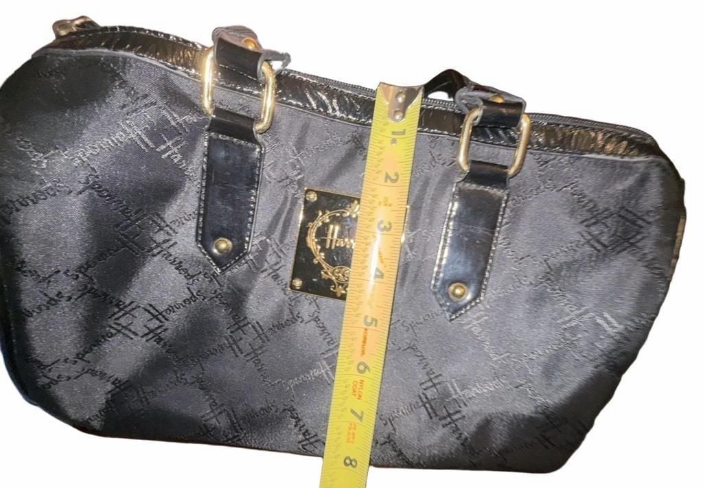 Harrods Black Monogram Boston Bag Y2K Shoulder Crossbody Handbag 16