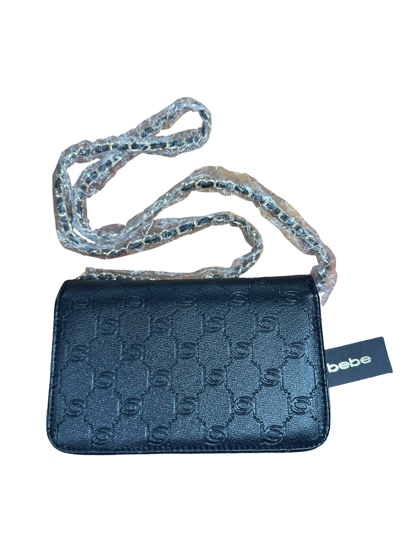 Bebe Celia Monogram Flap Crossbody Bag Black 2