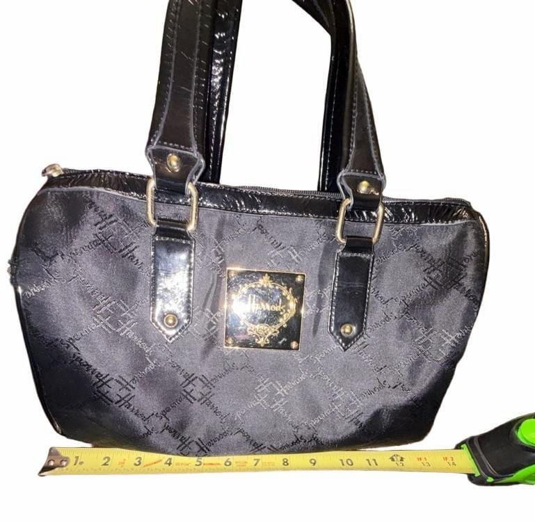 Harrods Black Monogram Boston Bag Y2K Shoulder Crossbody Handbag 15