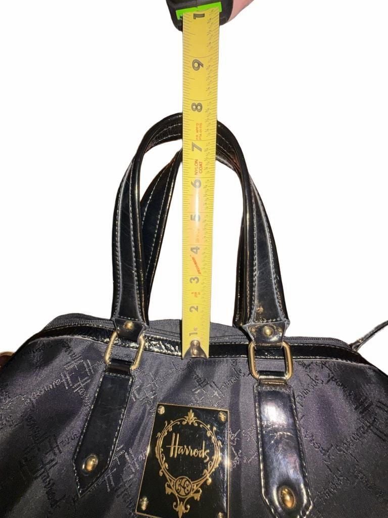 Harrods Black Monogram Boston Bag Y2K Shoulder Crossbody Handbag 18