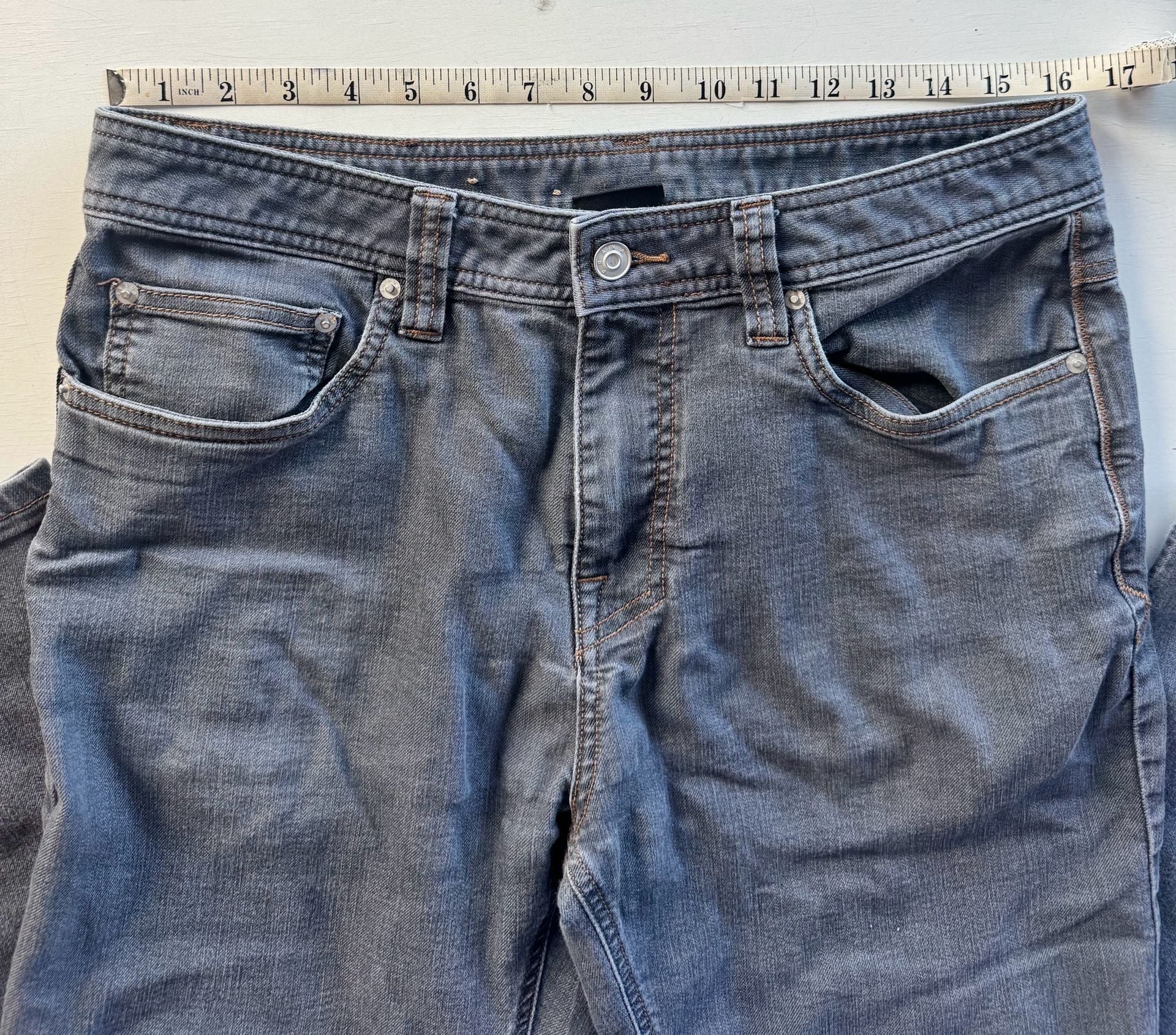prAna Jeans Size 32x32 Gray Straight Leg Denim slim Fit Men’s Organic Cotton 10