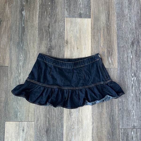 Y2K Your Favorite By PacSun Dark Wash Low Rise Denim Ruffle Mini Skirt XS