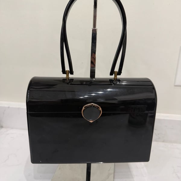 Wilardy Vintage Black Lucite Box Purse Handbag