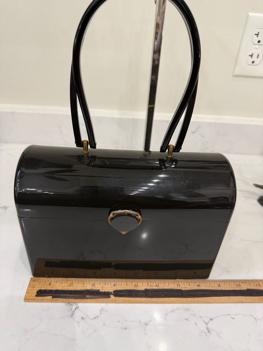 Wilardy Vintage Black Lucite Box Purse Handbag 12