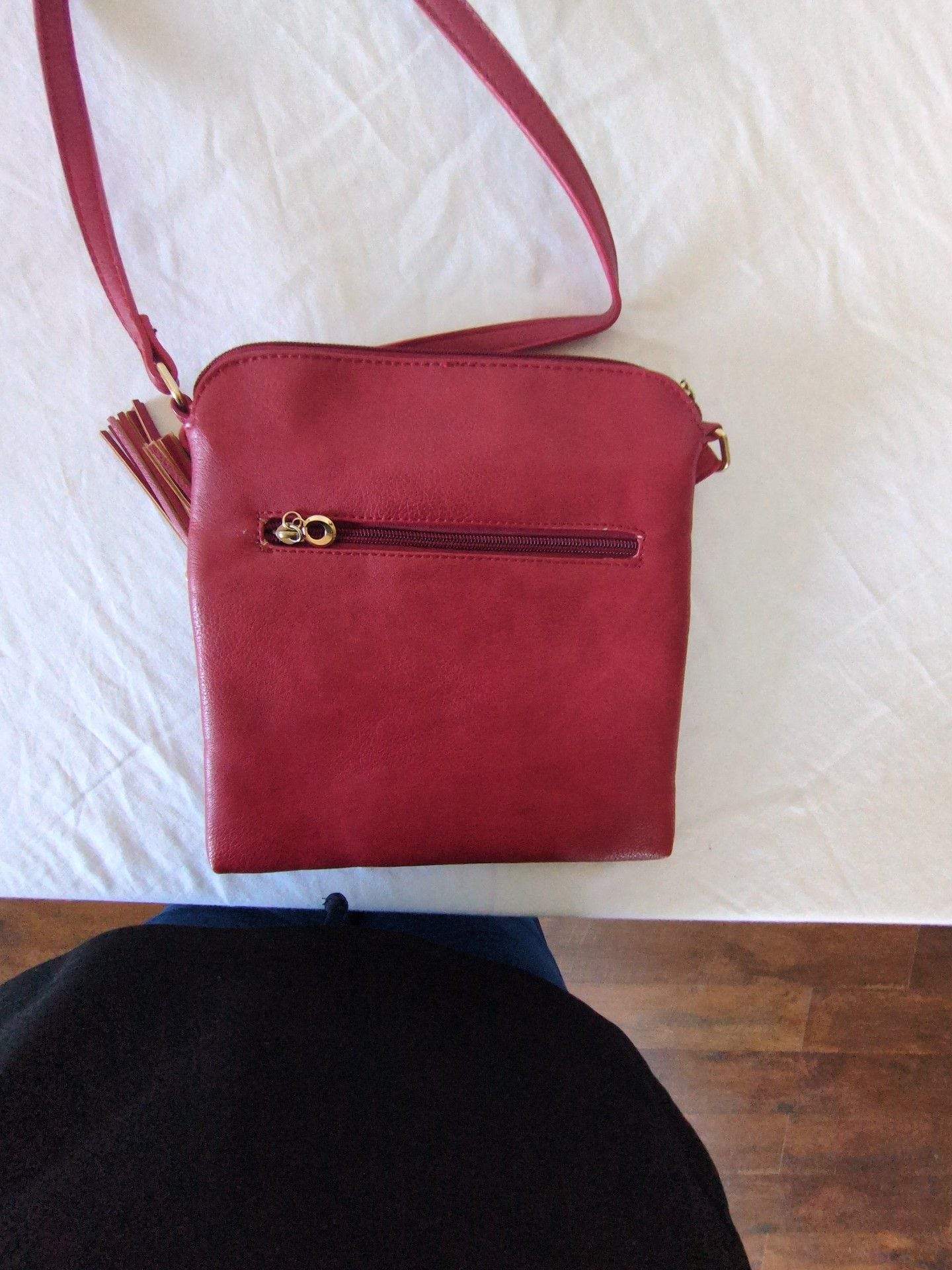 FashionPuzzle Tassel Zip Pocket Crossbody Bag Red 3