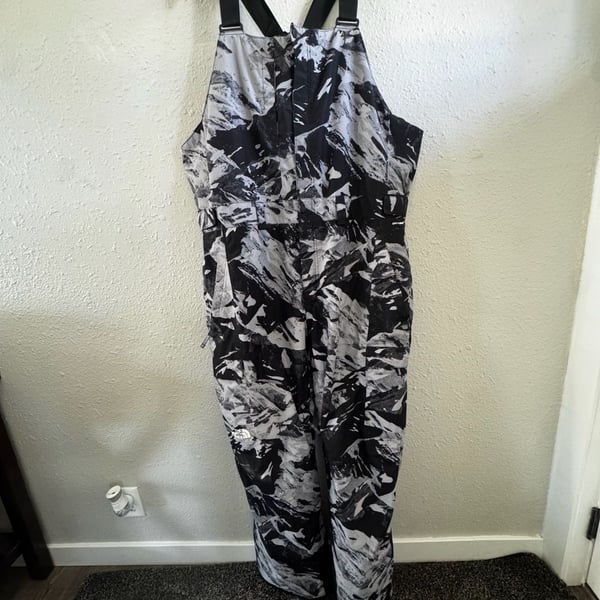 North Face Men's Freedom Bib Ski Snowboard Pants XXL Abstract Mountain Print F22