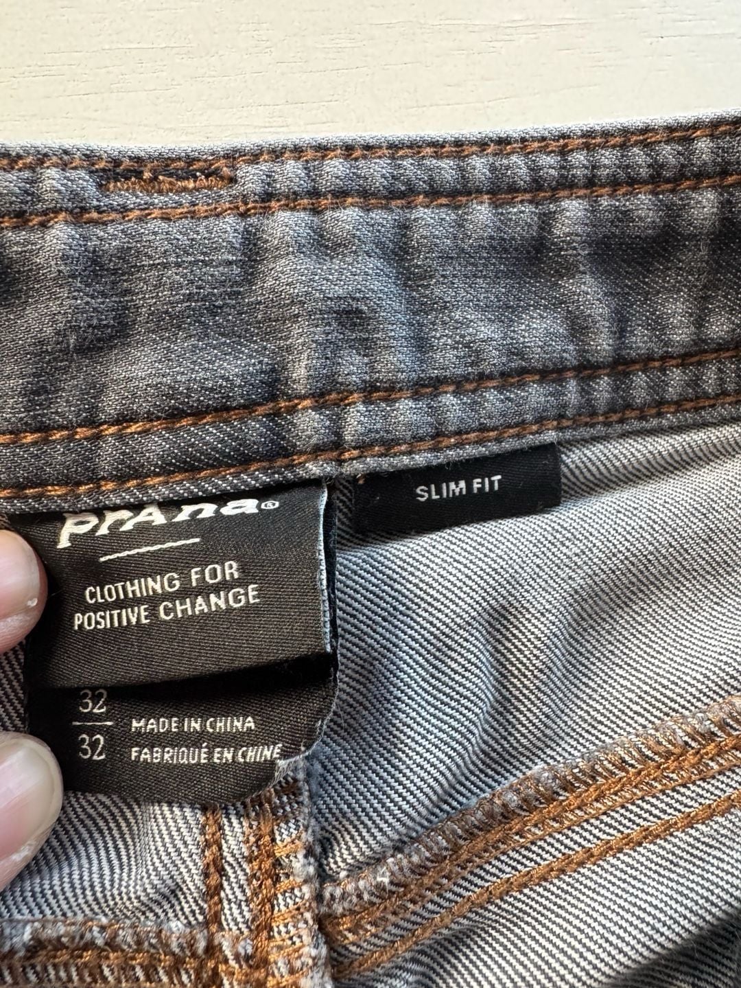 prAna Jeans Size 32x32 Gray Straight Leg Denim slim Fit Men’s Organic Cotton 8