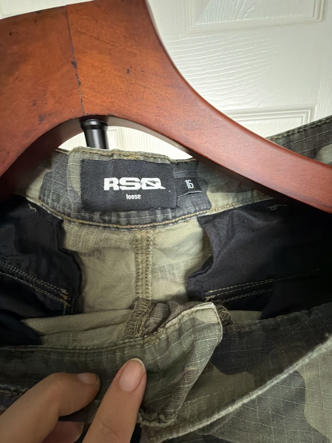 RSQ Camo Cargo Pants Size 16 Loose Fit Green Woodland Camouflage/155 4
