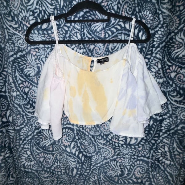 Bohome Collection Tie Dye Crop Top Size XS Off Shoulder
