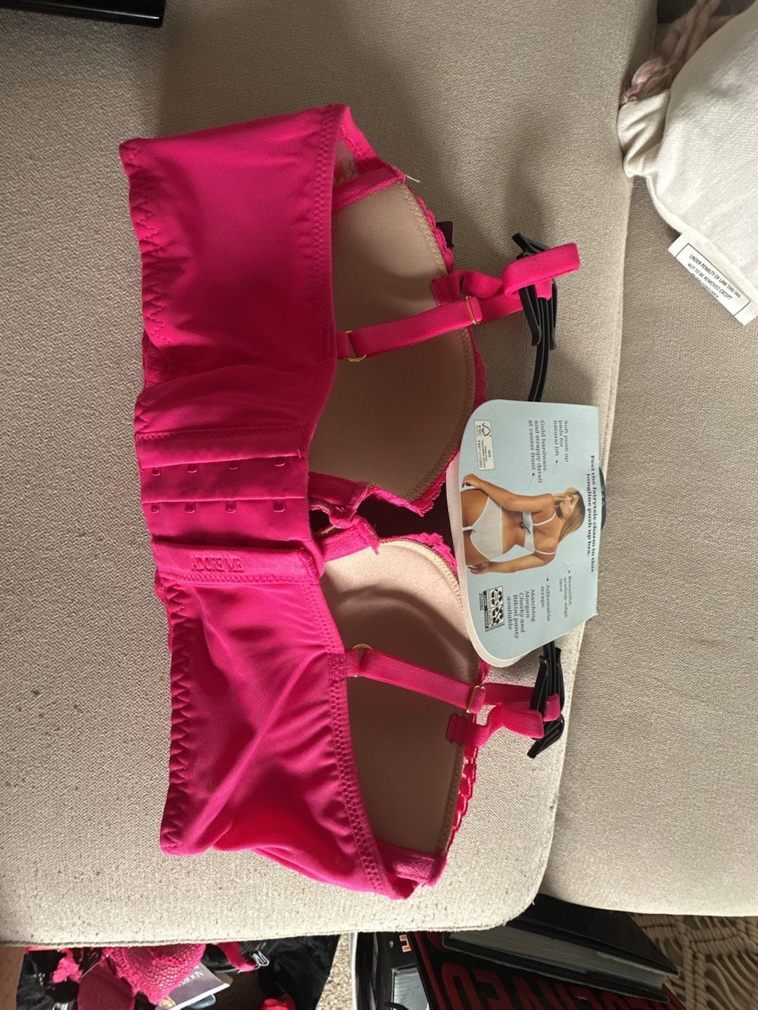 Adored By Adore Me Morgan Push Up Bra Size 34A Hot Pink 4
