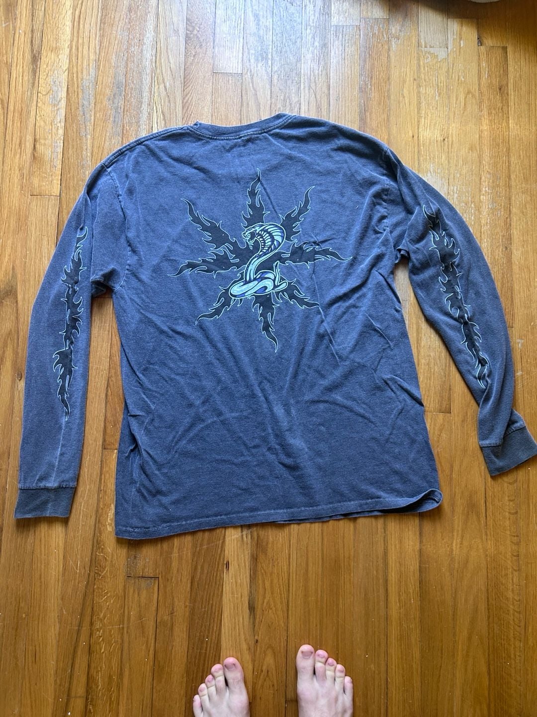 Empyre Ballpoint Dragon Navy Wash Long Sleeve T-Shirt Size L 4