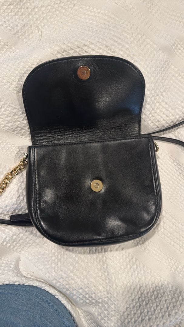 Michael Kors Black Suede Crossbody Bag with Gold Hardware 3