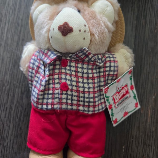 Wendy's Furskins Holiday Teddy Bear 7" Plaid Shirt